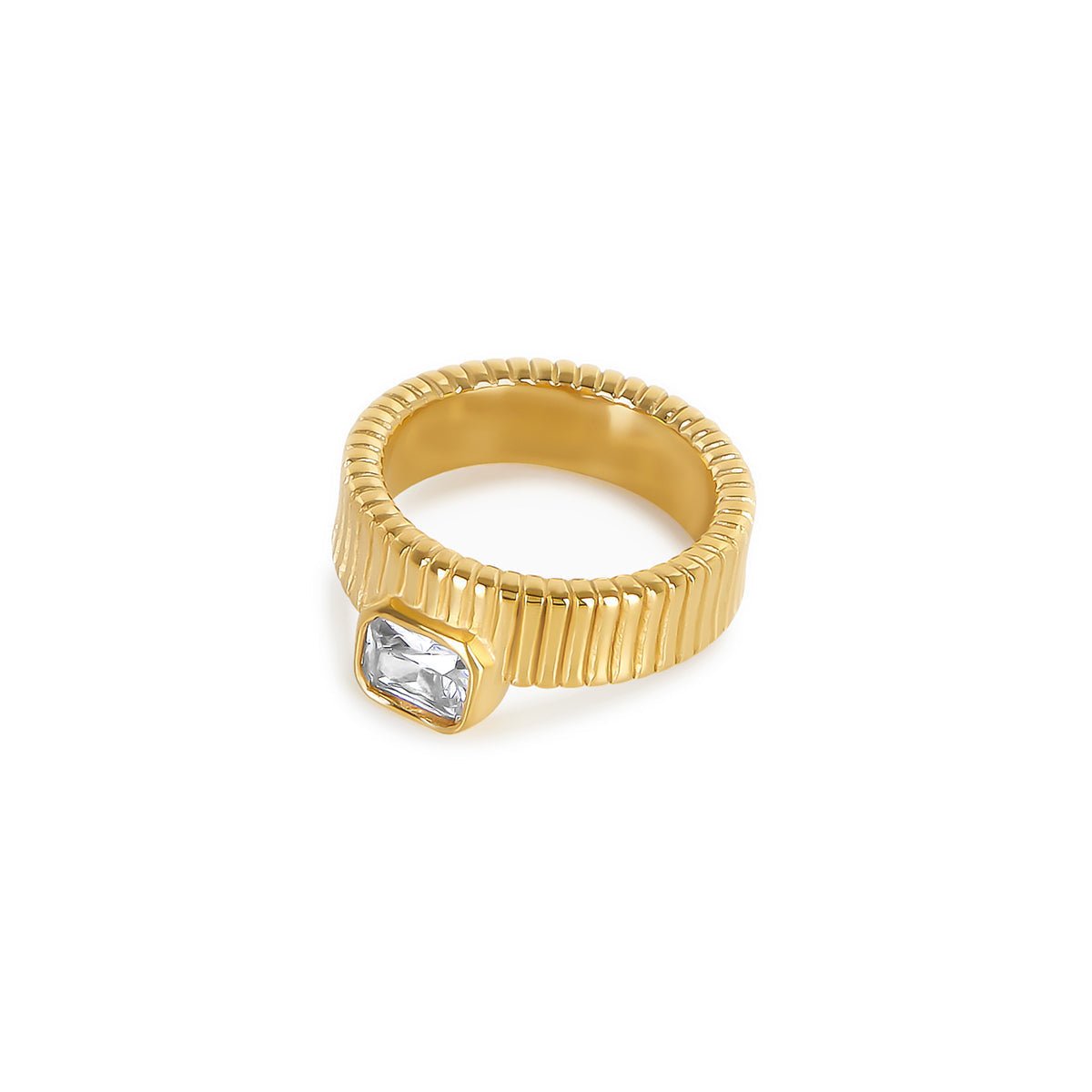 Anel Cristal Banhado em Ouro 18k